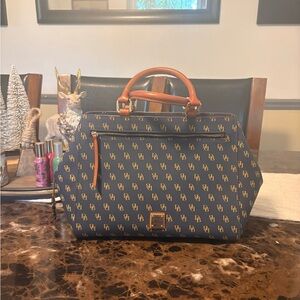 Dooney & Bourke Navy Blue Large Gretta Zip Satchel